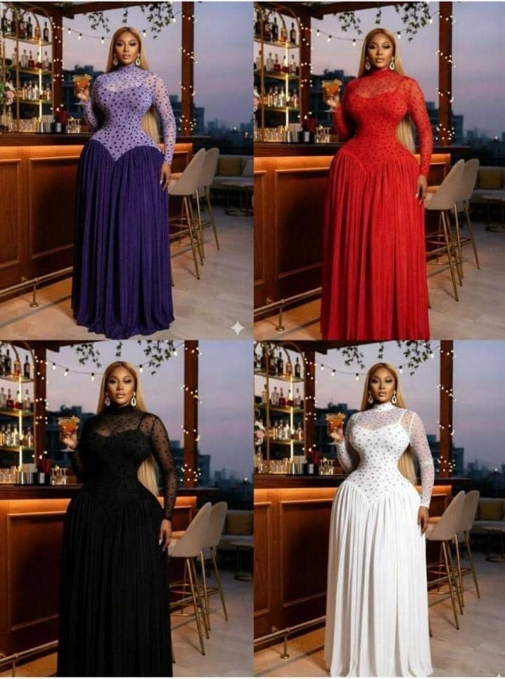 Sheer Polka Dot Corset Maxi Dress