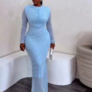 Ruched Mesh Maxi Dress