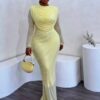 Ruched Mesh Maxi Dress