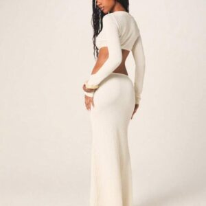 Cream Textured Maxi Dress