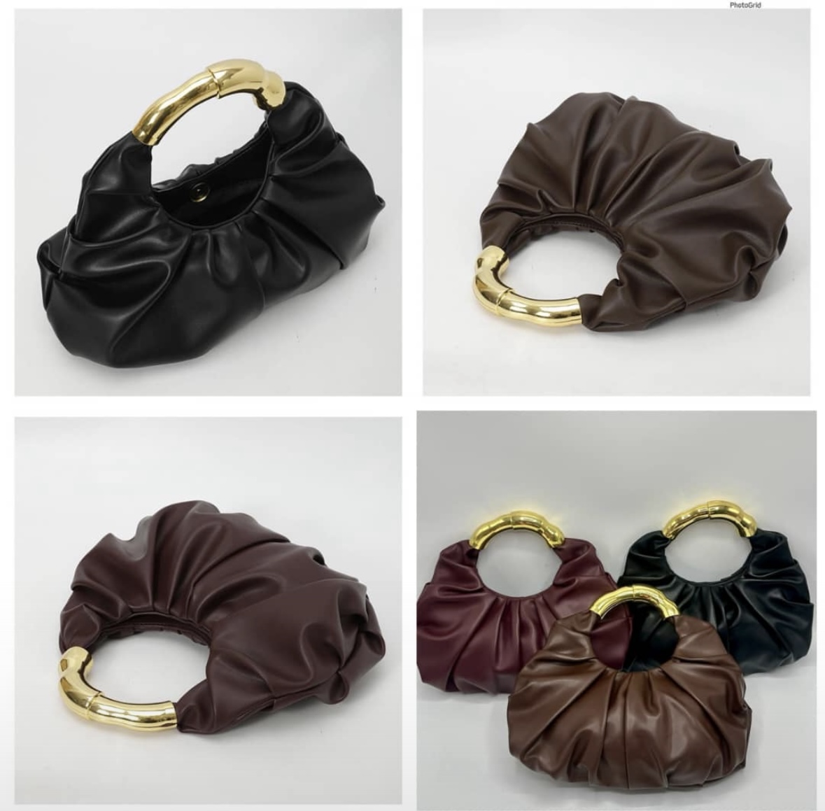Ruched Gold Handle Bag
