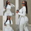 Long Sleeve Zip Up Collar Fitness 2 Piece Set
