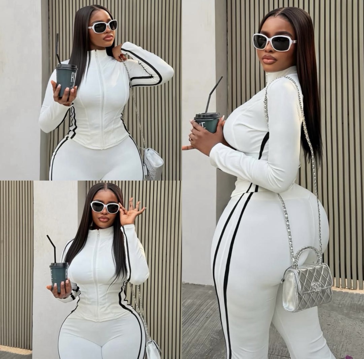 Long Sleeve Zip Up Collar Fitness 2 Piece Set
