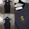 Keyhole Ribbed Viscose Knit Tank Top