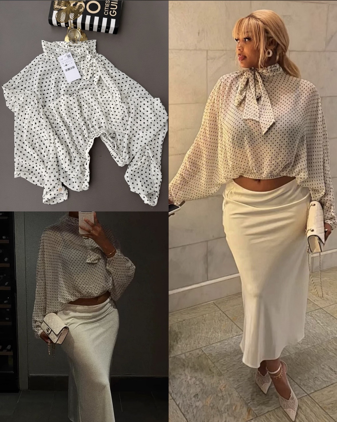 Retro Polka Dot Bow Blouse
