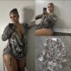 Animal Print Cowl VNeck Set