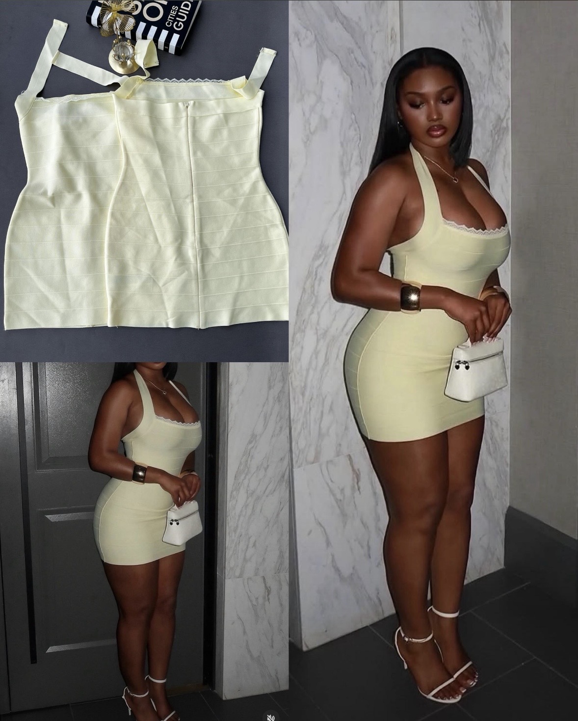 Lace Trim Halter Bandage Dress