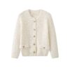 Cream Weave Knit Cardigan
