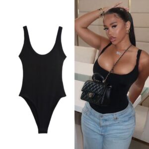 Black Scoop-Neck Sleeveless Bodysuit