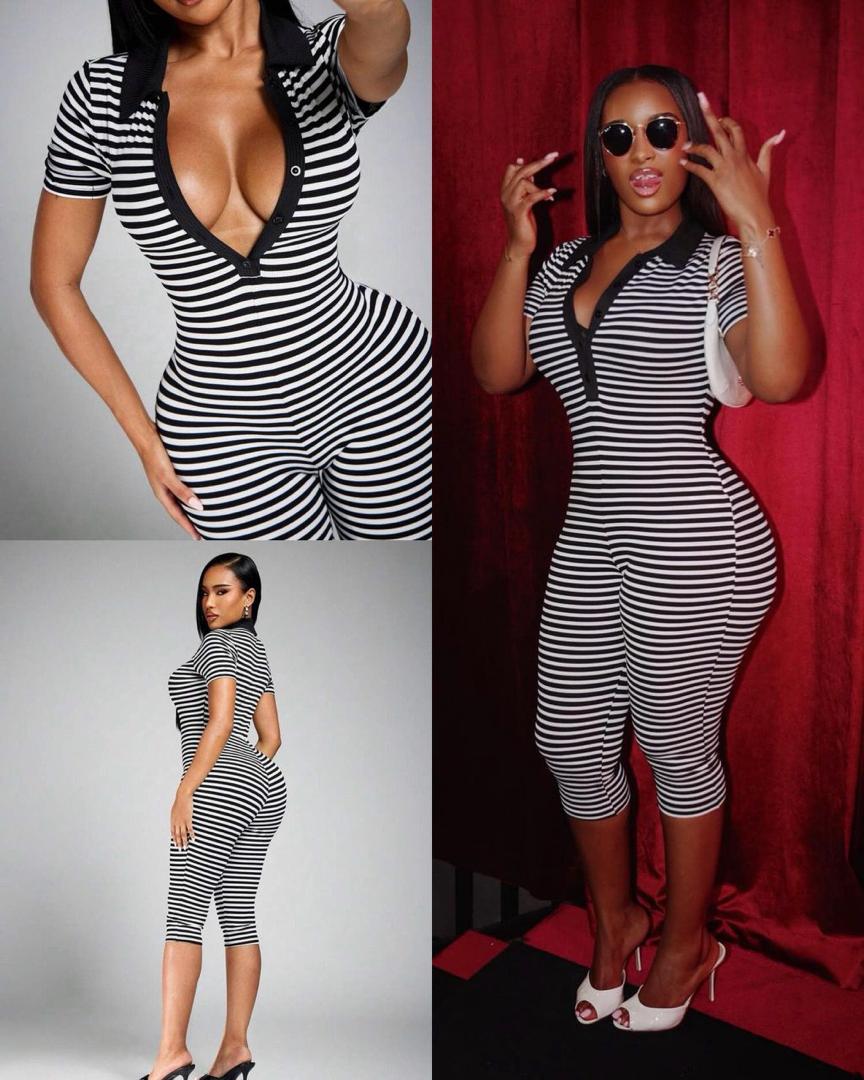 Sexy Stripe Capri Jumpsuit