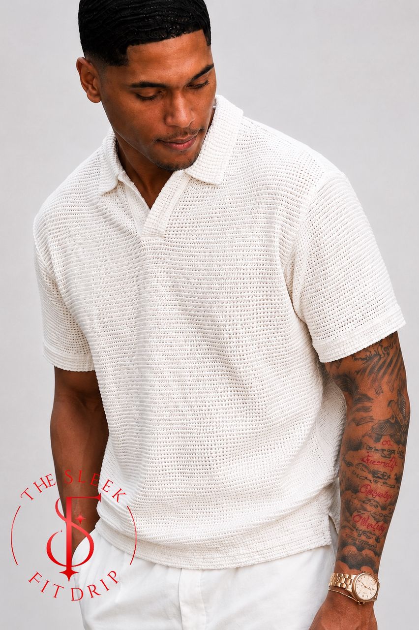 Knitted off white polo