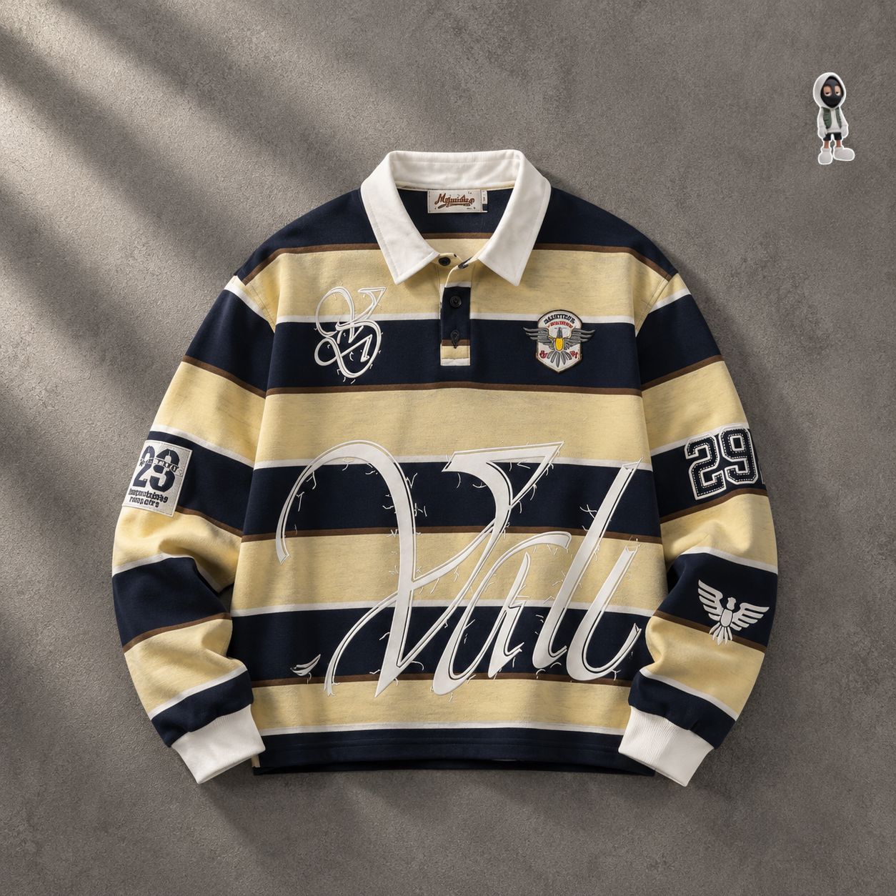 Stripe longsleeve polo