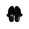 Black Suede + Leather Signature V Slides