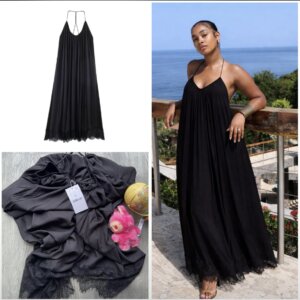 Black Lace Patchwork Maxi Dress