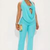 Cowl Neck Halter Two Piece Set