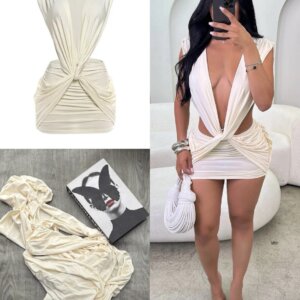 Draped Hollow Out Dress