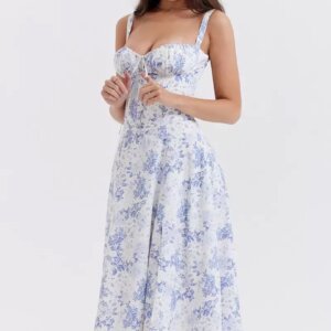 Floral Corset Slit Dress