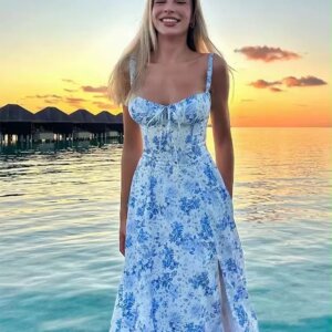 Floral Corset Slit Dress