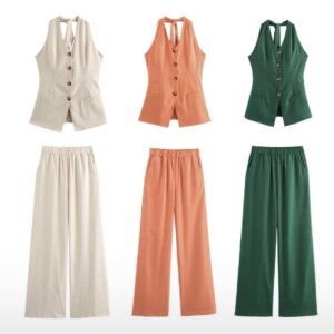 Zr Linen Halter Two Piece Set