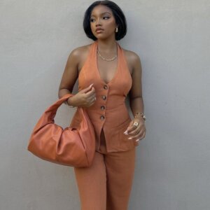 Zr Linen Halter Two Piece Set