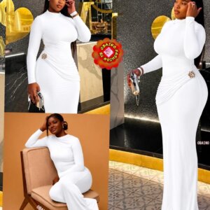 Draped Maxi Dress with Brooch