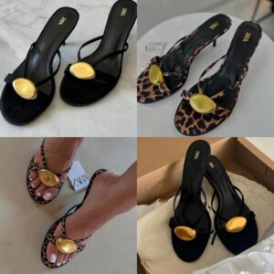 Gold Medallion Kitten Heels