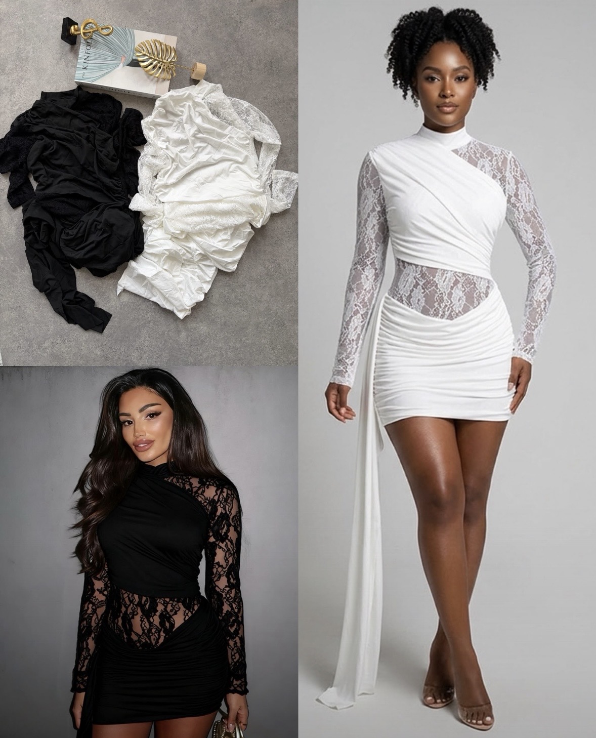 Sexy Lace Draped Styled Dress