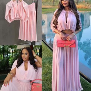 Cape Blouse & Skirt Two Piece Set